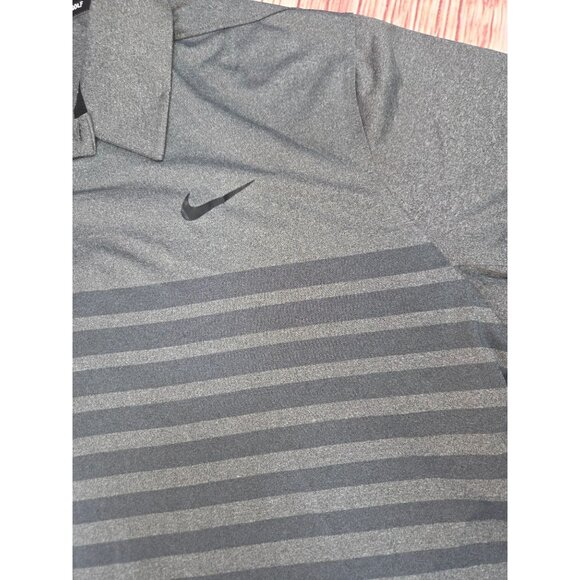 Nike Golf Dri-Fit Polo Shirt XL Striped Gray Short Sleeve Mens - Picture 6 of 7